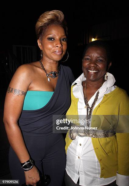 Recording artist Mary J. Blige and Miami Gardens Mayor Shirley Gibson attend Jazz In The Gardens 2010 on March 20, 2010 in Miami Gardens, Florida.