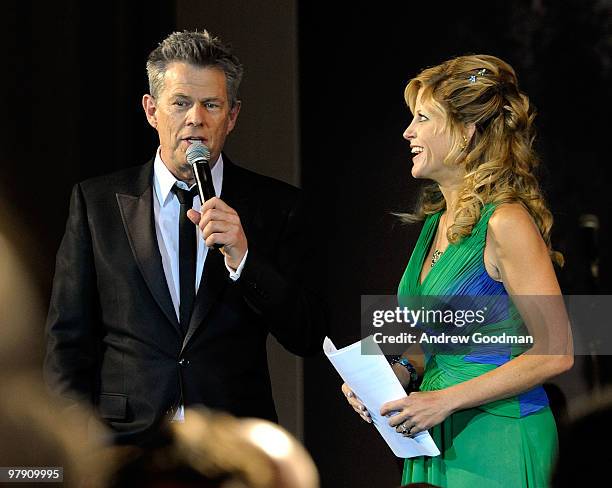 David Foster and Tara Hitchcock speak at Celebrity Fight Night XVI on March 20, 2010 at the JW Marriott Desert Ridge in Phoenix, Arizona.