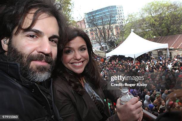 John Cusimano and Rachael Ray watch the performers at Rachael Ray Party at Stubb's B-B-Q as part of SXSW 2010 on March 20, 2010 in Austin, Texas.