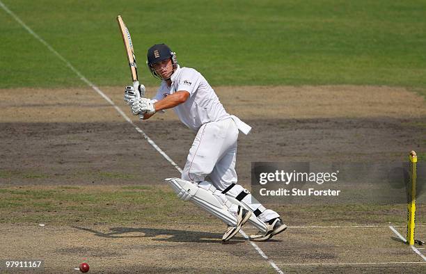 England batsman Jonathan Trott picks up some runs during day two of the 2nd Test match between Bangladesh and England at Shere-e-Bangla National...