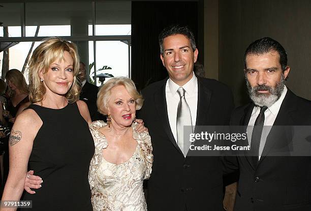 Actresses Melanie Griffith and Tippi Hedren, president of The Humane Society of the United States Wayne Pacelle and actor Antonio Banderas attend the...