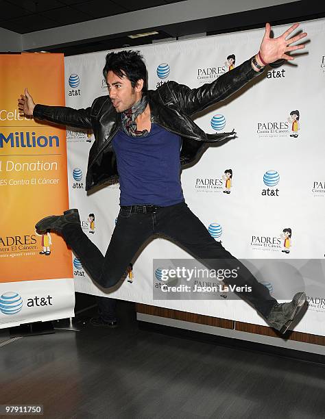 Musician Beto Cuevas celebrates AT&T's $1 Million donation to PADRES Contra El Cancer on March 20, 2010 in Burbank, California.