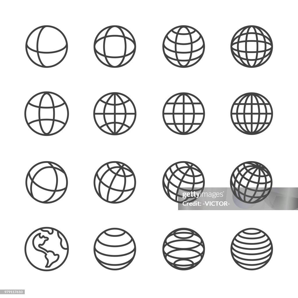 Globus und Kommunikation Ikonen - Line Serie