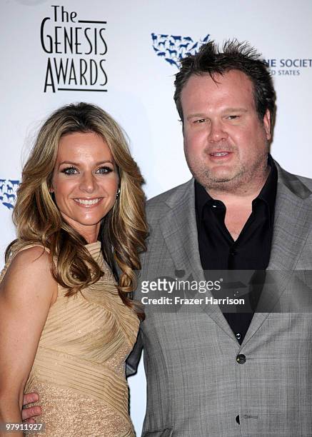 Actress Jessalyn Gilsig and Eric StoneStreet pose in the Press Room at the 24th Genesis Awards held at the Beverly Hilton Hotel on March 20, 2010 in...
