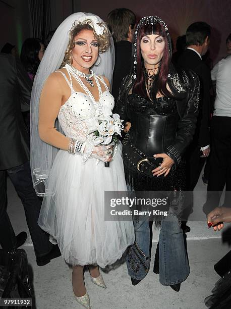Madonna and Cher impersonators attend "Celebrate 5 Decades Of Music" Benefit For The Homeless For "Out 2 Connect" with Gay & Lesbian Center at Siren...