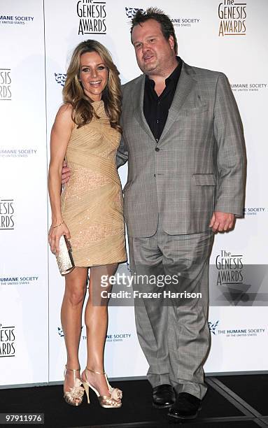 Actress Jessalyn Gilsig and Eric StoneStreet pose in the Press Room at the 24th Genesis Awards held at the Beverly Hilton Hotel on March 20, 2010 in...