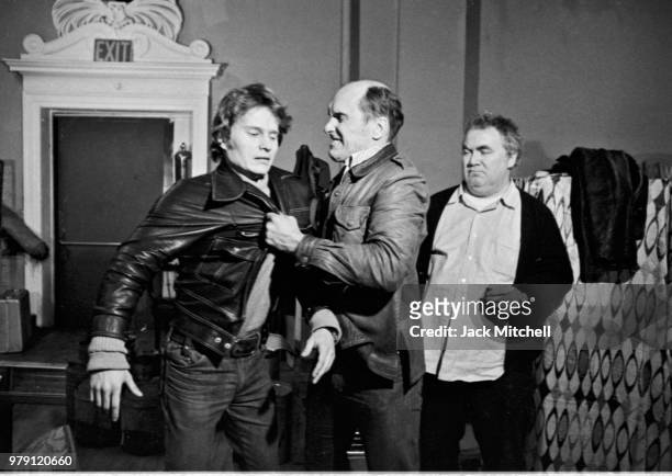 Robert Duvall, John Savage and Kenneth McMillan performing in David Mamet's 'American Buffalo' at the Ethel Barrymore Theater on Broadway in January...