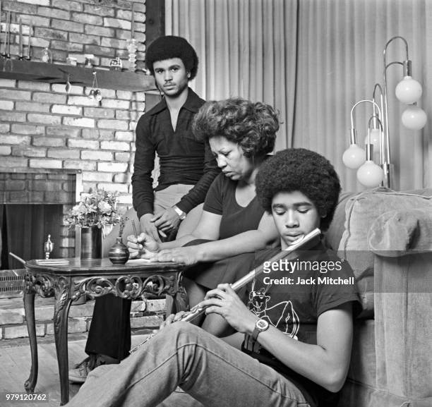 Novelist Toni Morrison photographed with her sons Slade and Ford at her home in December 1978.