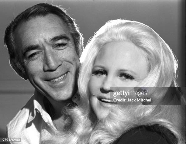 Actor Anthony Quinn and singer Peggy Lee photographed in August 1970.