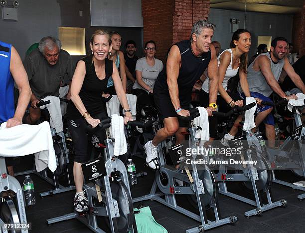 Amy Rosenblum and Donny Deutsch attend a spin class at David Barton Gym in Manhattan to raise money for Madison Square Garden's Garden of Dreams...