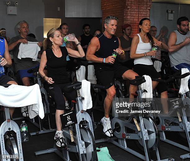 Amy Rosenblum and Donny Deutsch attend a spin class at David Barton Gym in Manhattan to raise money for Madison Square Garden's Garden of Dreams...