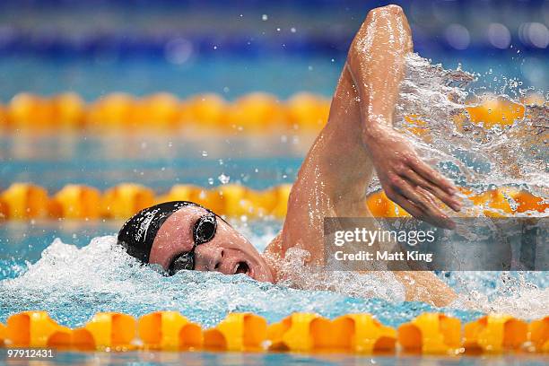 Robert Hurley of NSW competes in the Men's 1500m Freestyle Final during day six of the 2010 Australian Swimming Championships at Sydney Olympic Park...