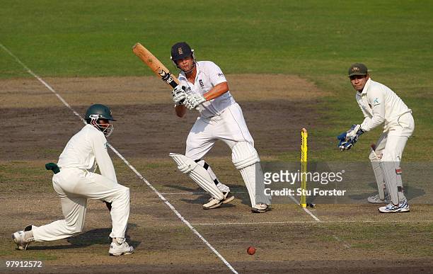 England batsman Jonathan Trott picks up some runs during day two of the 2nd Test match between Bangladesh and England at Shere-e-Bangla National...
