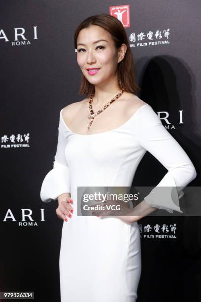 Singer Sammi Cheng Sau-man attends Bvlgari party during the 21st Shanghai International Film Festival at Bvlgari Hotel on June 19, 2018 in Shanghai,...