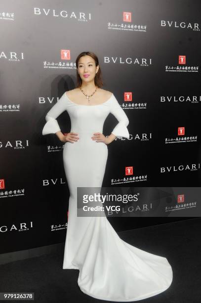 Singer Sammi Cheng Sau-man attends Bvlgari party during the 21st Shanghai International Film Festival at Bvlgari Hotel on June 19, 2018 in Shanghai,...
