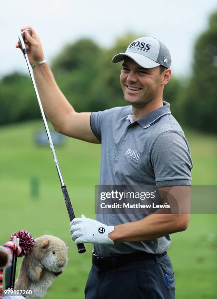 Martin Kaymer of Germany looks on during a practice round ahead of the BMW International Open at Golf Club Gut Larchenhof on June 20, 2018 in...