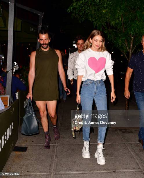 Jonathan Van Ness, Antoni Porowski and Gigi Hadid arrive to Cookshop on June 19, 2018 in New York City.