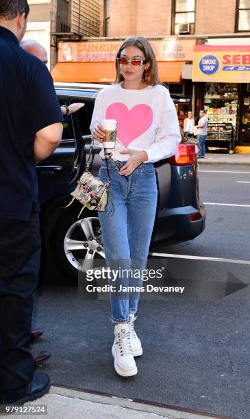 Gigi Hadid arrives to 92nd Street Y on June 19, 2018 in New York City.