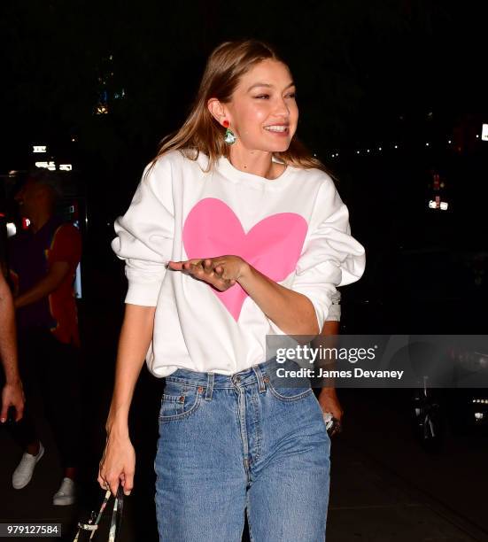 Gigi Hadid arrives to Cookshop on June 19, 2018 in New York City.