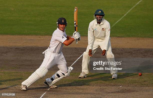 England batsman Jonathan Trott picks up some runs during day two of the 2nd Test match between Bangladesh and England at Shere-e-Bangla National...