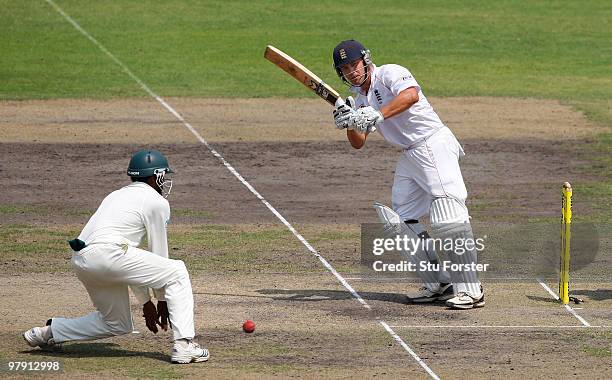 England batsman Jonathan Trott picks up some runs during day two of the 2nd Test match between Bangladesh and England at Shere-e-Bangla National...