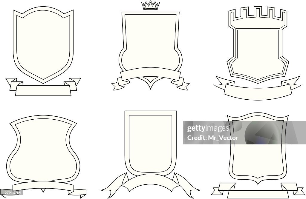 Set Of Vector Emblems Crests Shields And Scrolls High-Res Vector ...
