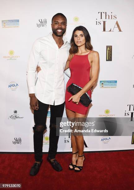 Television personality DeMario Jackson and model Nicole Pedra arrive at Circle 8 Productions Season 2 Premiere of "This Is LA" at Yamashiro Hollywood...