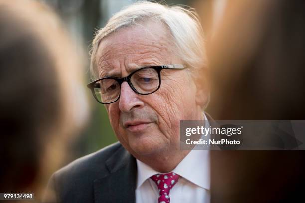 President of the European Commission Jean-Claude Juncker gives a statement to the press after a meeting of the European Round Table of Industrialists...