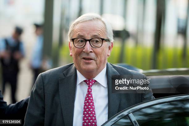 President of the European Commission Jean-Claude Juncker gives a statement to the press after a meeting of the European Round Table of Industrialists...