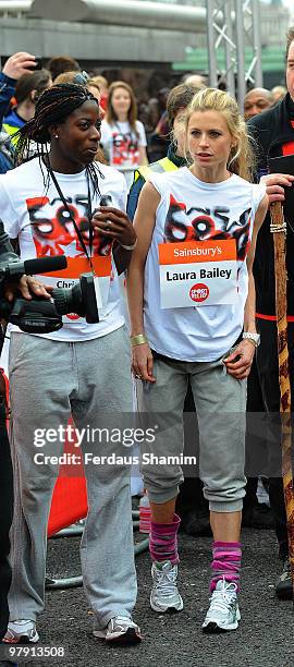 Christine Ohuruogu and Laura Bailey take part in the Sainsbury's Sport Relief London Mile on March 21, 2010 in London, England.