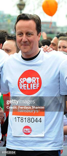 David Cameron takes part in the Sainsbury's Sport Relief London Mile on March 21, 2010 in London, England.