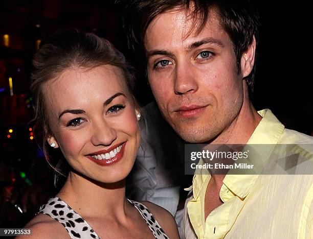 Actress Yvonne Strahovski and her boyfriend Timothy Loden appear at the Tabu Ultra Lounge at the MGM Grand Hotel/Casino early March 21, 2010 in Las...