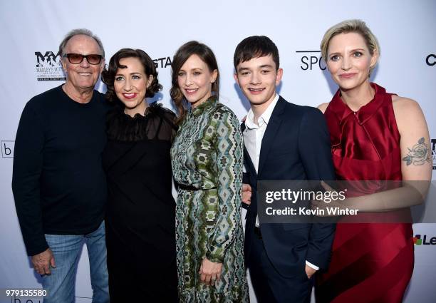 Actors Peter Fonda, Kristen Schaal, Vera Farmiga, Lewis MacDougall and writer/director Shana Feste arrive at the premiere of Sony Pictures Classics'...