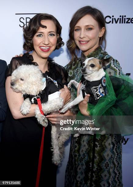Actresses Kristen Schaal and Vera Farmiga arrive at the premiere of Sony Pictures Classics' "Boundaries" at the American Cinematheque's Egyptian...