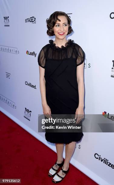 Actress Kristen Schaal arrives at the premiere of Sony Pictures Classics' "Boundaries" at the American Cinematheque's Egyptian Theatre on June 19,...