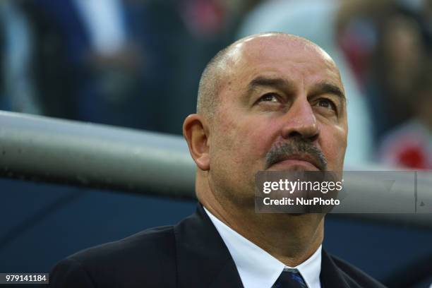 Head Coach Stanislav Cherchesov of the Russia national football team during the 2018 FIFA World Cup match, first stage - Group A between Russia and...