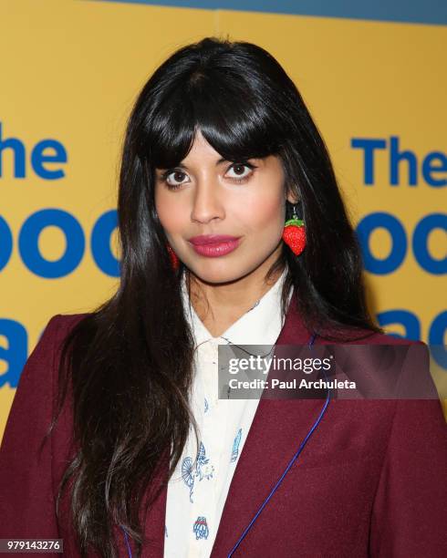 Actress Jameela Jamil attends the FYC screening of Universal Television's "The Good Place" at UCB Sunset Theater on June 19, 2018 in Los Angeles,...
