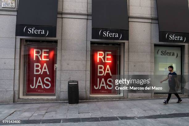 Sfera shop, an El Corte Ingles brand showing "sales banners". Summer sales traditionally begin with the official date of July 1st, Sfera adds to the...
