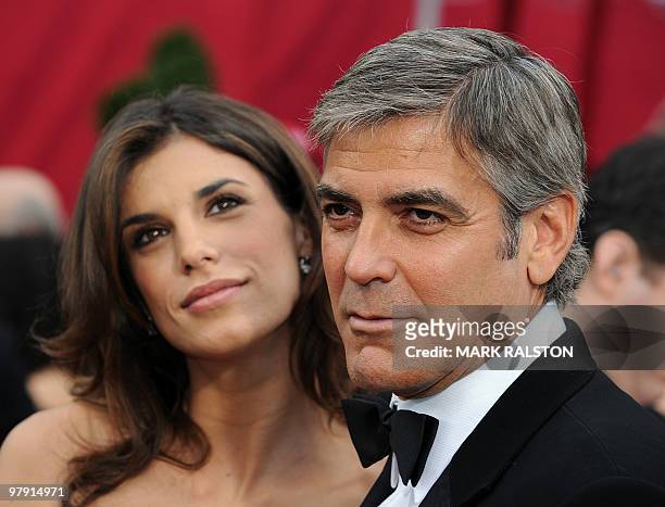 George Clooney and Elisabetta Canalis pose at the 82nd Academy Awards at the Kodak Theater in Hollywood, California on March 07, 2010. Clooney is...