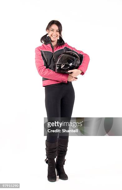 beautiful biker - biker helmet stock pictures, royalty-free photos & images