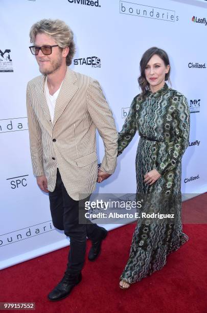 Musician Renn Hawkey and actress Vera Farmiga attend the premiere of Sony Pictures Classics' "Boundries" at American Cinematheque's Egyptian Theatre...
