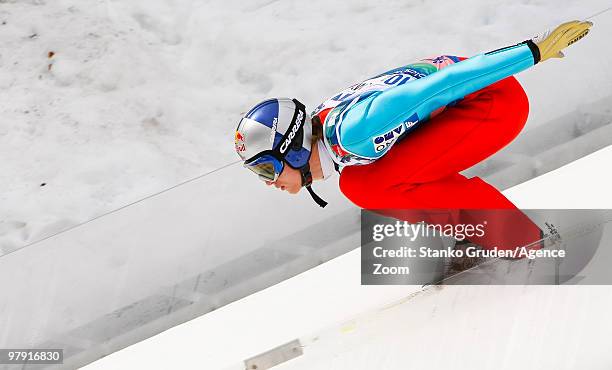 Thomas Morgenstern of Austria competes during the FIS Ski Flying World Championships, Day 3 Team HS215 on March 21, 2010 in Planica, Slovenia.