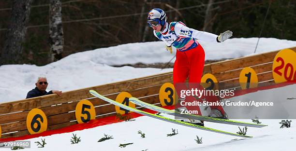 Thomas Morgenstern of Austria competes during the FIS Ski Flying World Championships, Day 3 Team HS215 on March 21, 2010 in Planica, Slovenia.