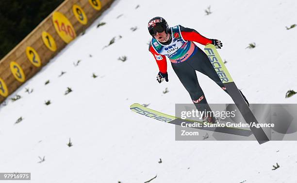 Anders Jacobsen of Norway competes during the FIS Ski Flying World Championships, Day 3 Team HS215 on March 21, 2010 in Planica, Slovenia.