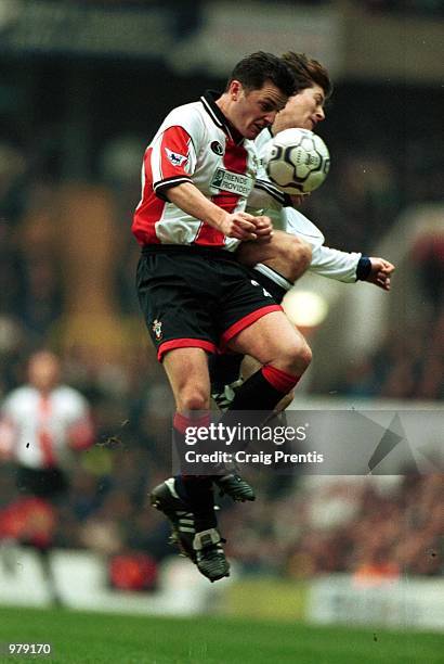 Darren Anderton of Tottenham Hotspur and Jason Dodd of Southampton in action during the FA Carling Premiership game between Tottenham Hotspur and...