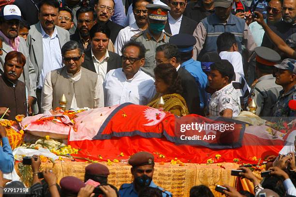 Indian External affairs Minister S.M Krishna pays his last respects to Nepali Congress party president and former prime minister Girija Prasad...