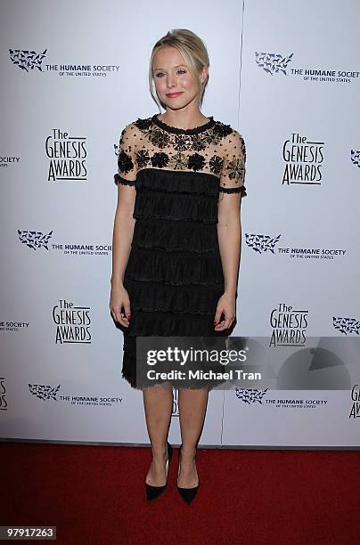 Kristen Bell arrives to the 24th Genesis Awards held at The Beverly Hilton Hotel on March 20, 2010 in Beverly Hills, California.