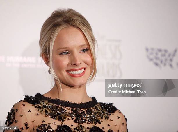 Kristen Bell arrives to the 24th Genesis Awards held at The Beverly Hilton Hotel on March 20, 2010 in Beverly Hills, California.