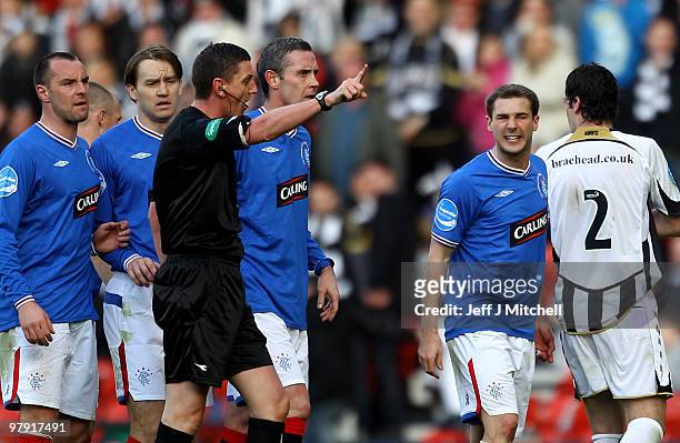 Kevin Thomson of Rangers is sent off during the CIS Insurance Cup Final between St Mirren and Rangers at Hampden Park on March 21, 2010 in Glasgow,...
