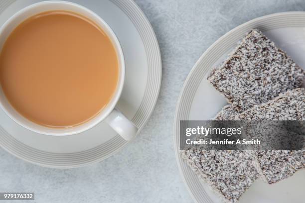 time for tea - lamington cake stock pictures, royalty-free photos & images